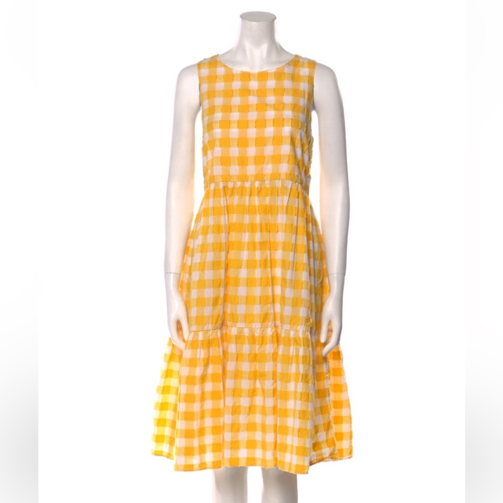 MDS Stripes Yellow Checkered  Dress